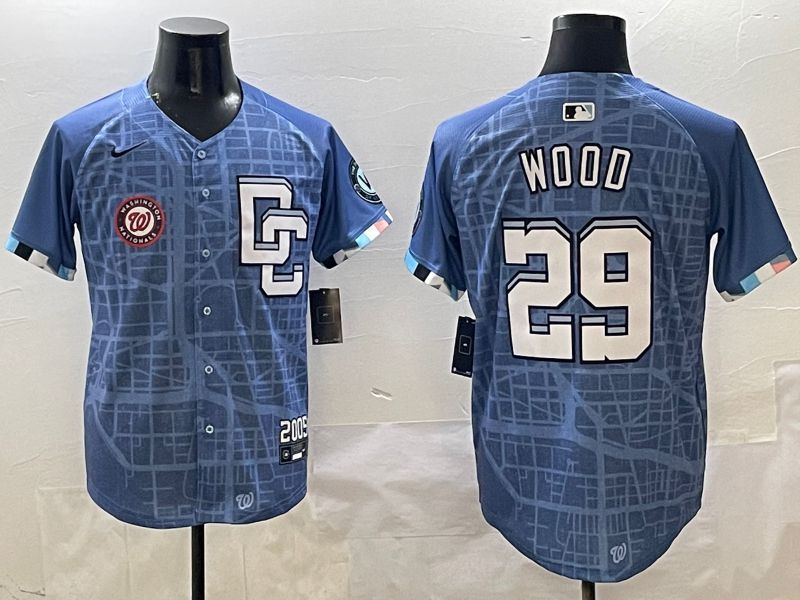 Men Washington Nationals #29 Wood Blue Joint Name 2025 Nike MLB Jersey style 7